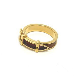 HERMES Belt Motif Scarf Ring GP Women's Beige